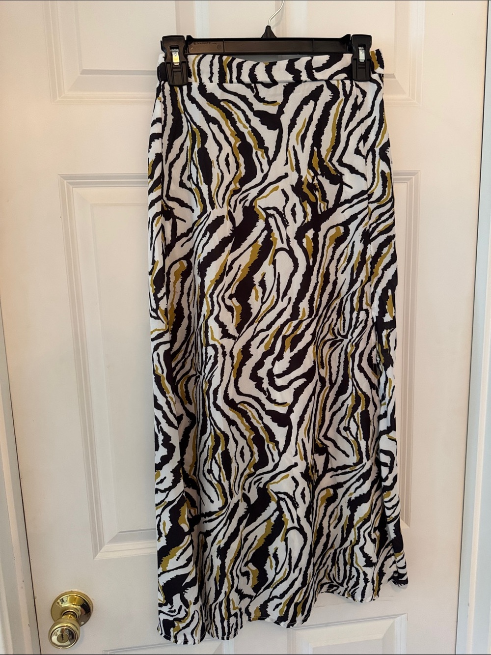SHEIN White, Black & Olive Zebra-Print Maxi Skirt